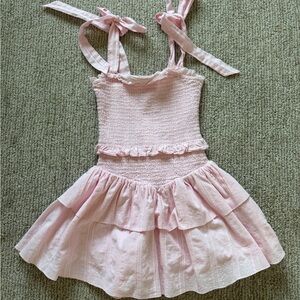 Katie J NYC Light Pink Smocked Dress with Tie Straps